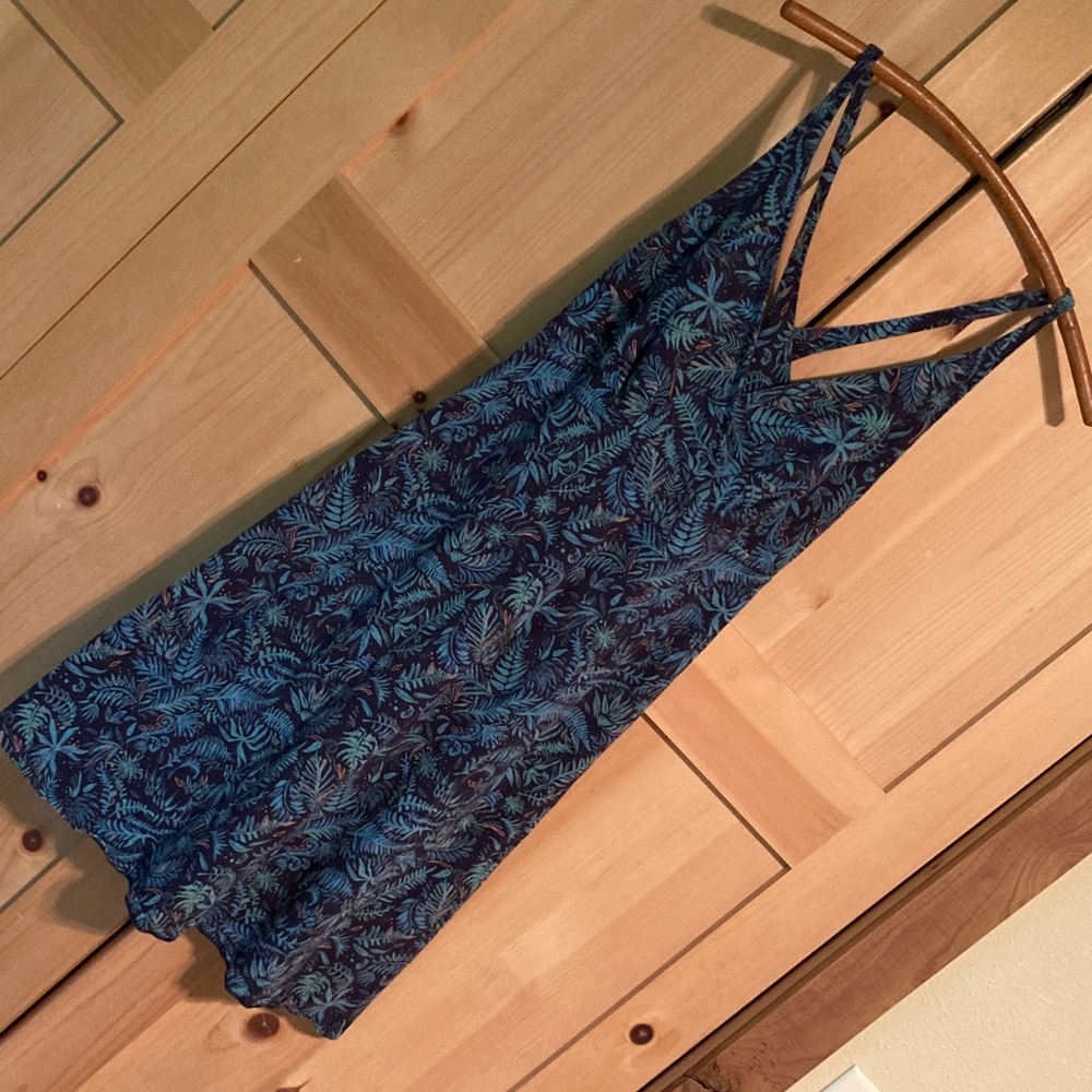 Patagonia Blue Tropical Print Slip Dress